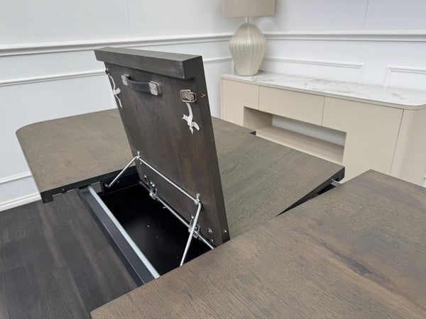 Jai Large Extending Dining Table Dark Oak Wooden Top 180-230cm