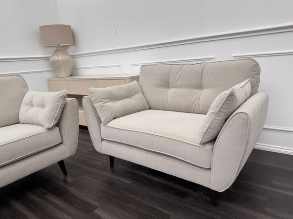 French Connection Zinc Cream Cuddle Loveseat Sofa Set