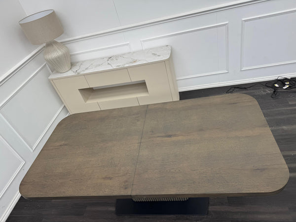 Jai Large Extending Dining Table Dark Oak Wooden Top 180-230cm