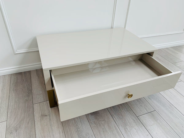 Designer Fosse Coffee Table - High Gloss Taupe/Golden Legs
