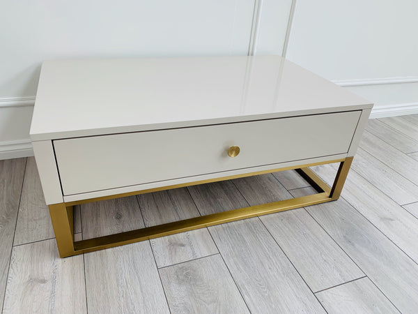Designer Fosse Coffee Table - High Gloss Taupe/Golden Legs