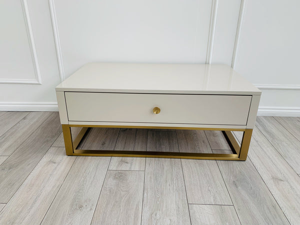Designer Fosse Coffee Table - High Gloss Taupe/Golden Legs