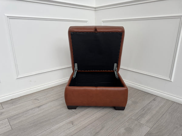 Furniture Village COZEE Brandy Leather Storage Footstool