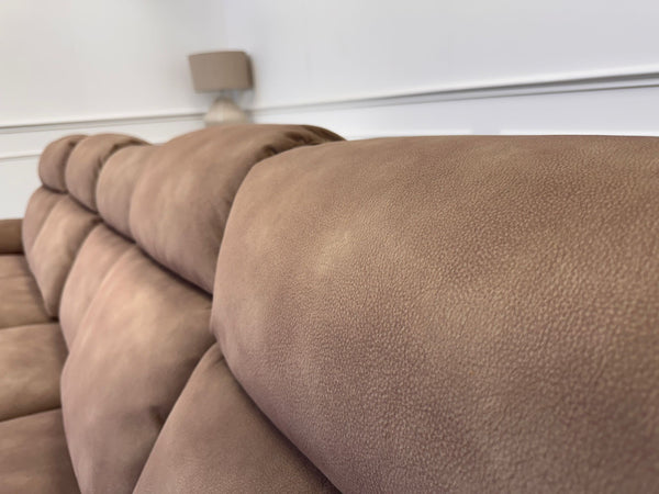 Moreno Light Brown Tan Fabric 5 Seater Sofa Power Recliner