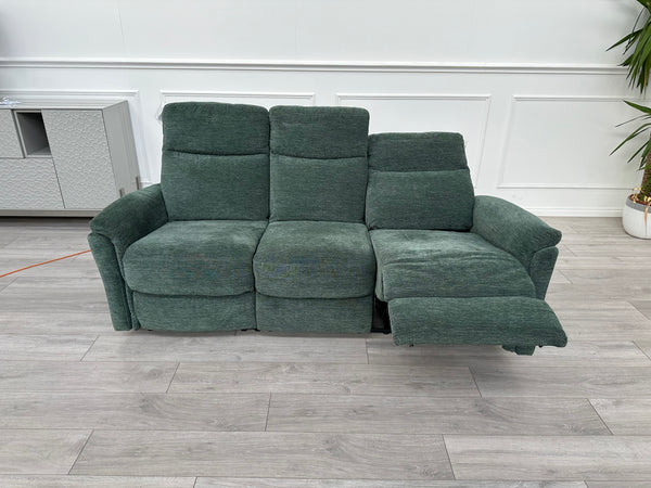 FURNITURE VILLAGE Piccolo Moss Green Fabric Power Recliner 3 Seater Sofa