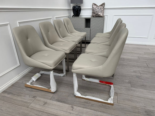Avorio Grey Faux Leather Cantilever Dining Chairs