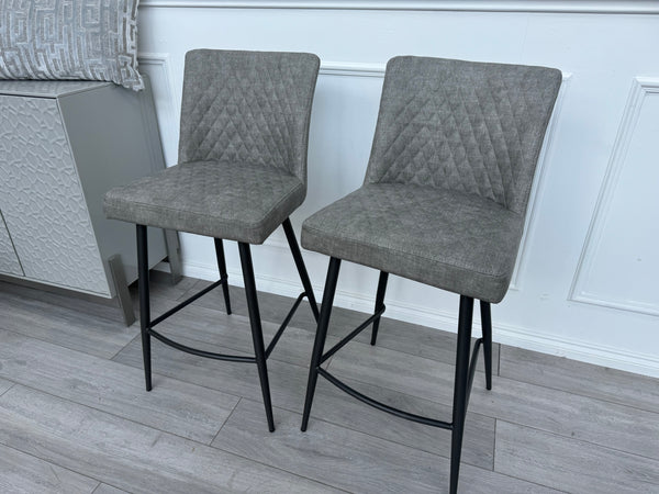 Earth Pair Of 2 Grey Dining Bar Stools