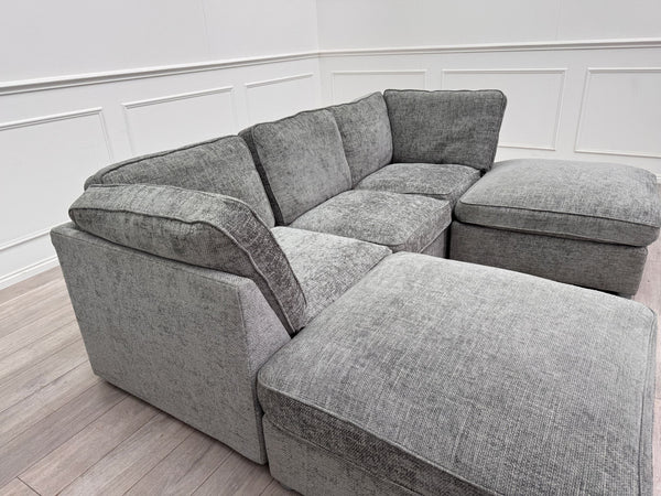 Ugo Small U Shape Grey Fabric Corner Sofa