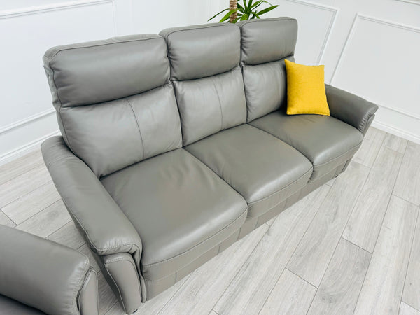 Piccolo Sleet Grey 3+3 Seater Sofa Set Static Genuine Leather