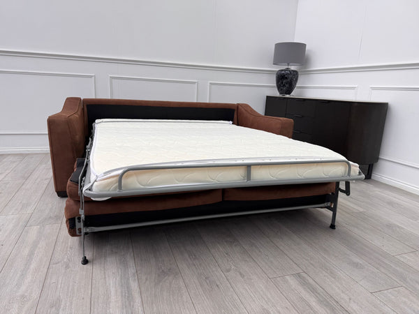 Optimus Tan Brown Fabric 3 Seater Pull Out Sofa Bed