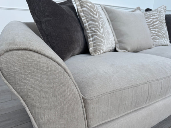 Sasha 4 Seater Sofa Pillow Back Cream Fabric Grand Sofa