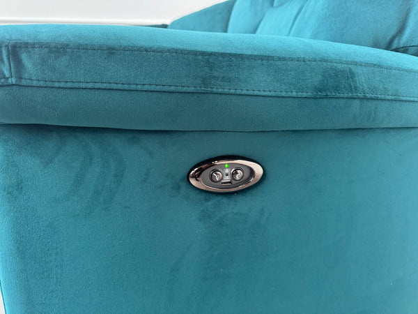 Lillie 1 x Power Reclining Corner Sofa In Lake Green Velvet