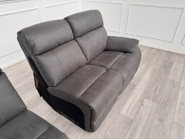 Moreno 4 Seater Power Recliner Sofa In Charcoal Material