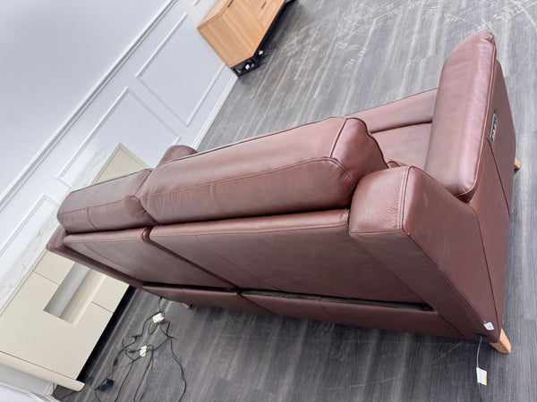 La Z Boy Kenzie 3 Seater Brown Leather Power Recliner Headrest Sofa