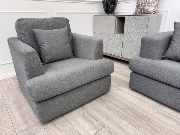 Grey Fabric Corner Sofa And Armchair Sofa Set