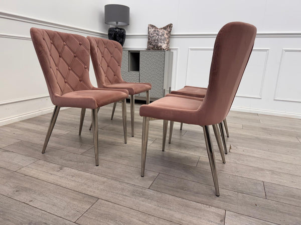 Donnie Pink Velvet Dining Chairs