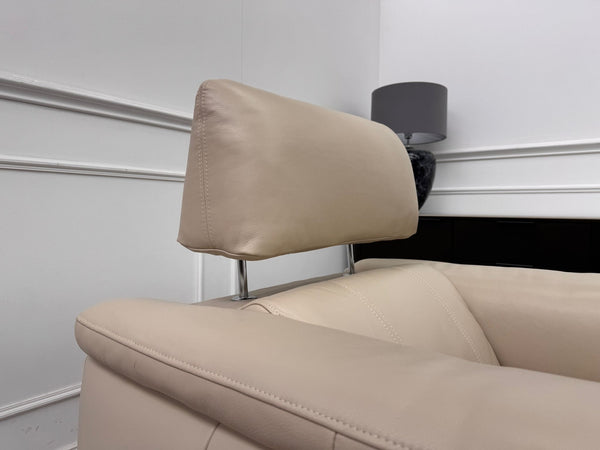 Moet Cream Leather Power Recliner Headrest Armchair