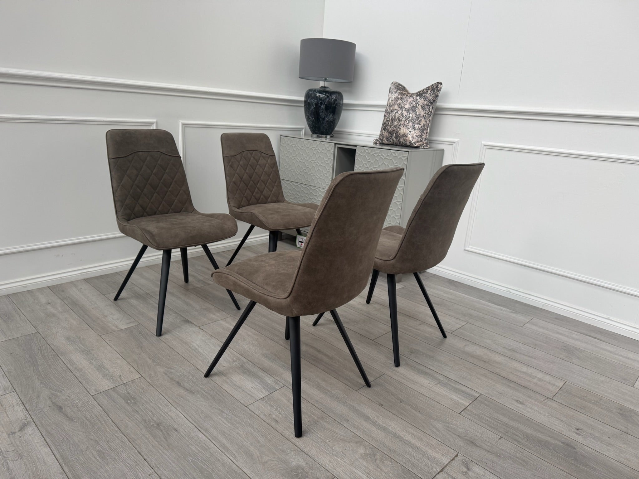 Warrior Taupe Faux Leather Set Of 4 Dining Chairs