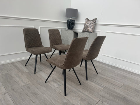 Warrior Taupe Faux Leather Set Of 4 Dining Chairs