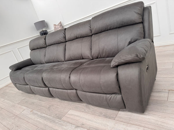 Moreno 4 Seater Power Recliner Sofa In Charcoal Material