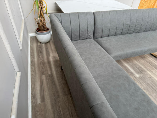 Grigio Corner Grey Fabric Left Hand Facing Dining Bench