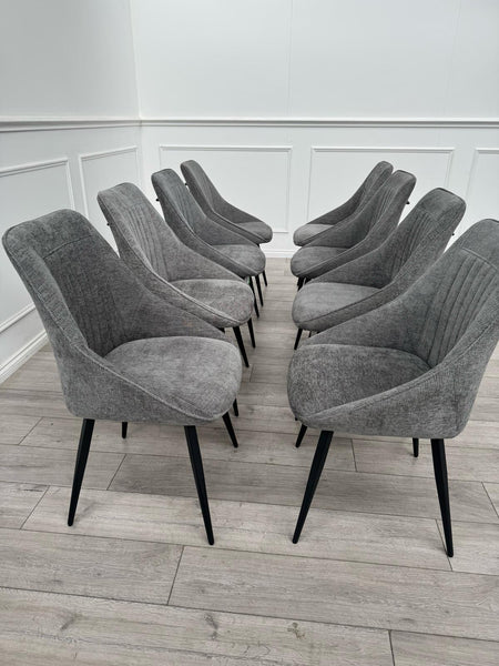 Furniture Village Crete Swivel Dining Chairs Dark Grey Fabric