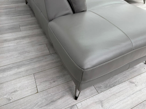 Contempo Grey Leather Static Corner Sofa Set
