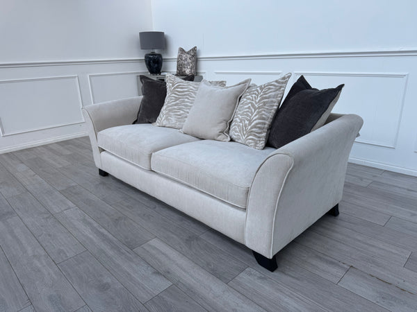 Sasha 4 Seater Sofa Pillow Back Cream Fabric Grand Sofa