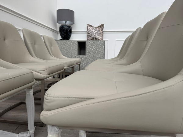 Avorio Grey Faux Leather Cantilever Dining Chairs