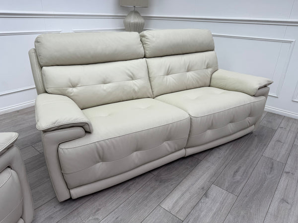 Brescia Power Recliner 3+3 Seater Sofa Off White Leather