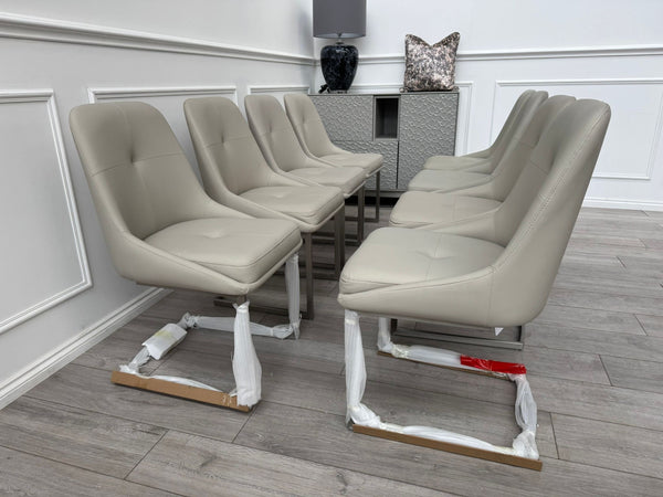 Avorio Grey Faux Leather Cantilever Dining Chairs