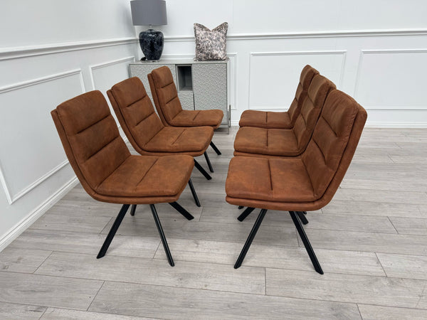Njord Swivel Dining Chairs Rust Fabric