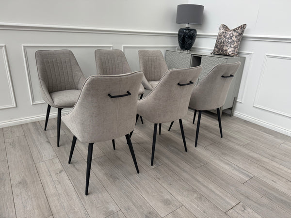 Crete Swivel Dining Chairs Taupe Fabric