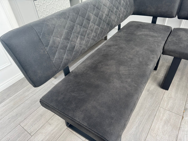 Warrior Dark Grey Faux Leather LHF Corner Dining Bench