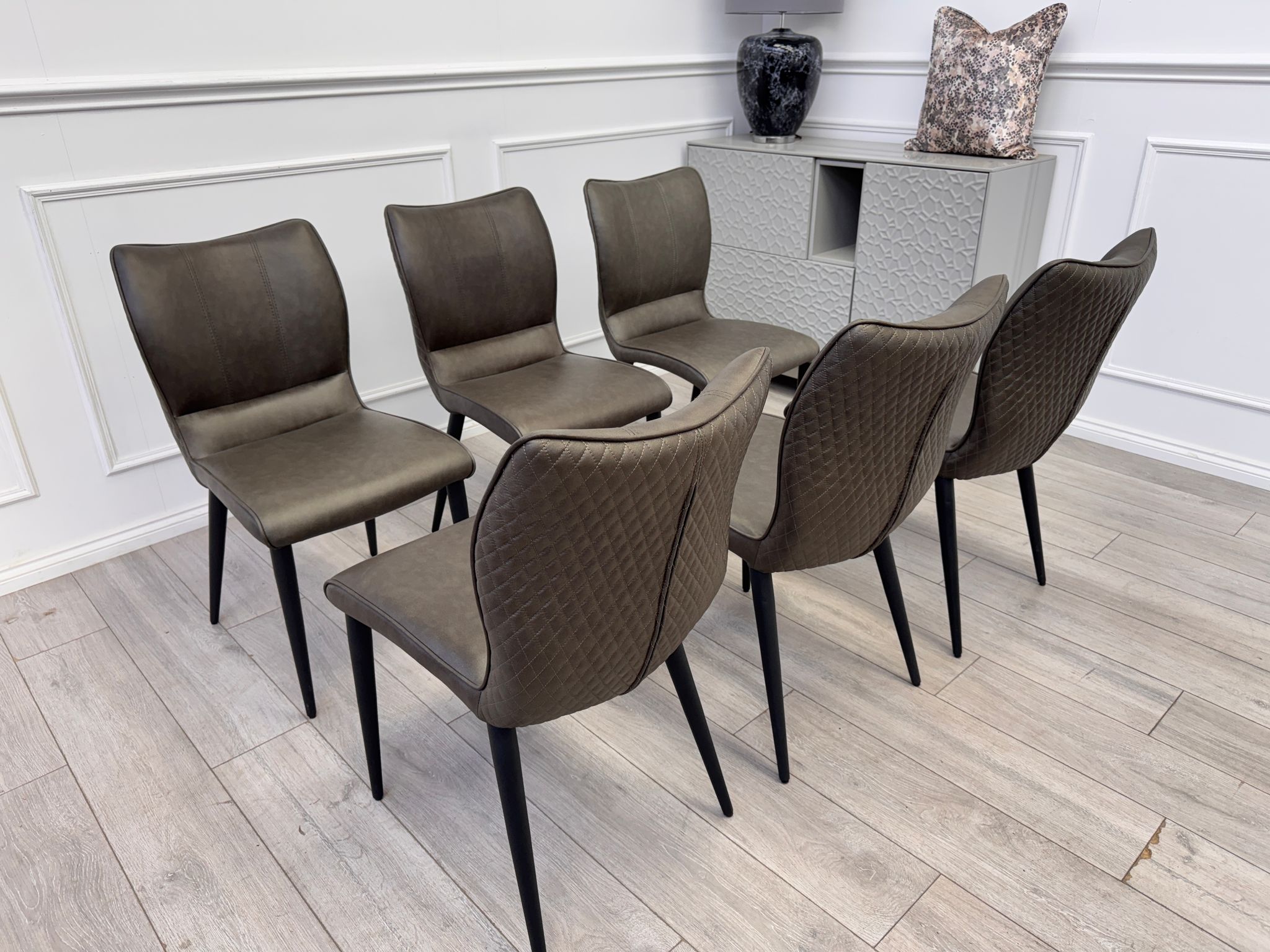 Murcia Grey Faux Leather Dining Chairs (Choose Quantity)