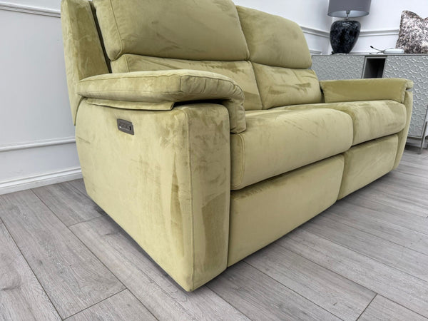 G Plan Thornbury 3 Seater Sofa Olive Velvet Power Recliner & Headrest & Lumbar
