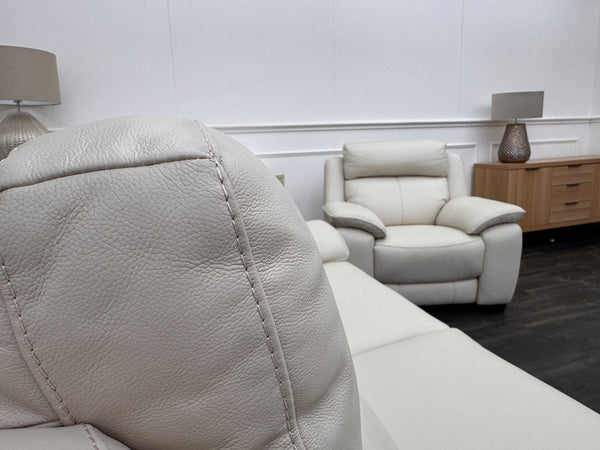 Starlight White Leather 3 Seater & Armchair Power Recliner Power Headrest Sofa Set