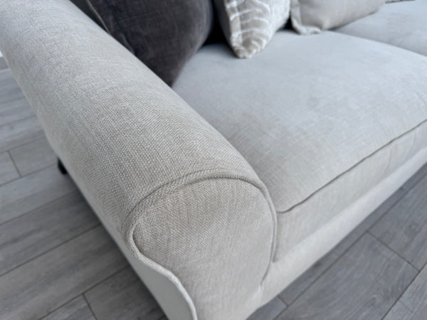 Sasha 4 Seater Sofa Pillow Back Cream Fabric Grand Sofa