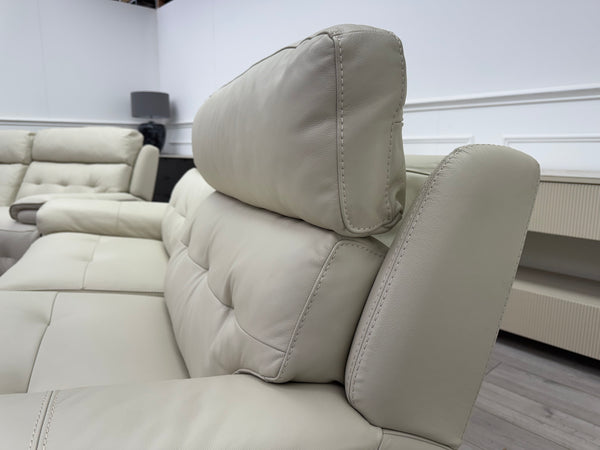 Brescia Power Recliner 3+3 Seater Sofa Off White Leather