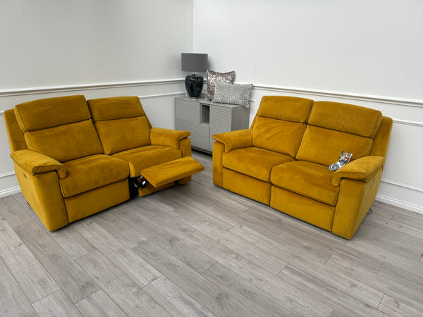 Thornbury/Harper 2+2 Seater Sofa Set Power Recliner Mustard RRP £7590