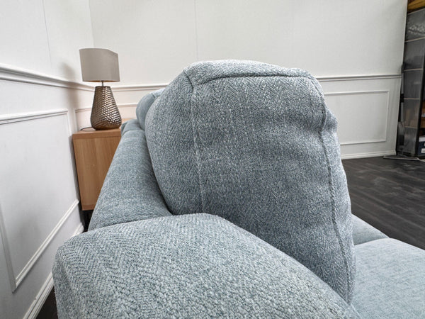 Starlight Light Blue Herringbone Fabric 3 & 2 Seater Power Recliner Sofa Set