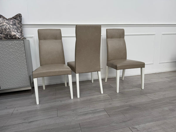 ALF Fascina Set of 6 Faux Leather Dining Chairs Taupe/ Cream RRP £3,447