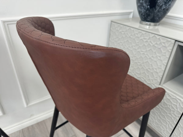 Hanoi Brown Faux Leather Pair Dining Bar Stool