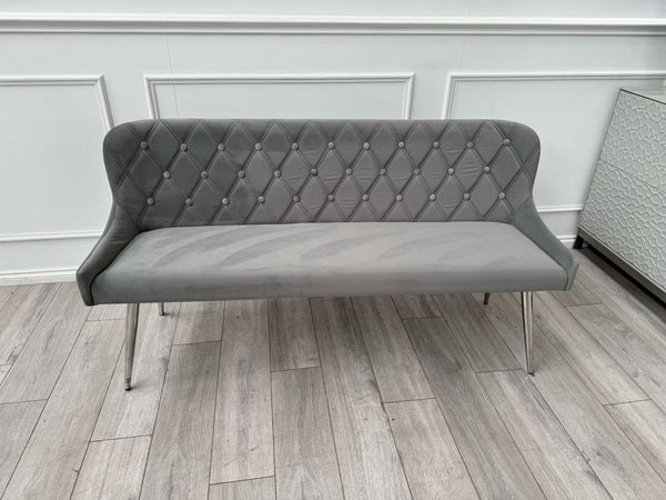 Donnie Grey Velvet Dining Bench