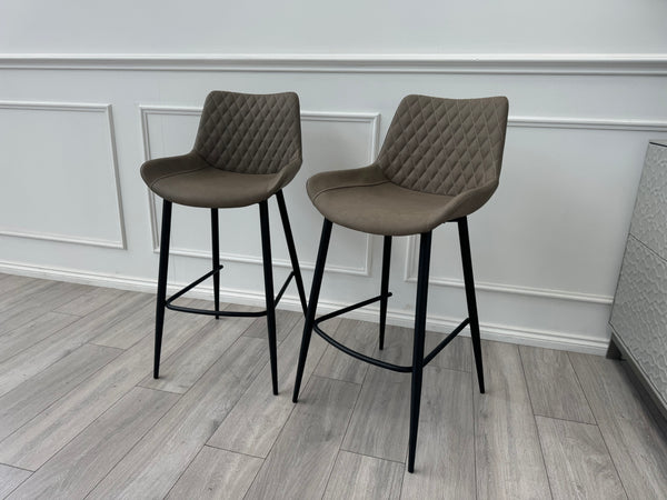 Ion Beige Stone Suede/Microfibre Pair of Dining Bar Stools