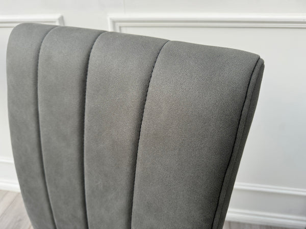 Grigio Pair of Grey Suede Dining Chairs