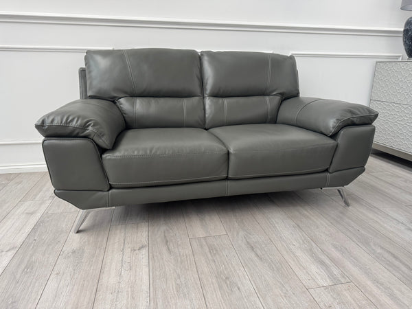 FURNITURE VILLAGE Salvador 3+2 Seater Sofas Set in Genuine Grey Leather