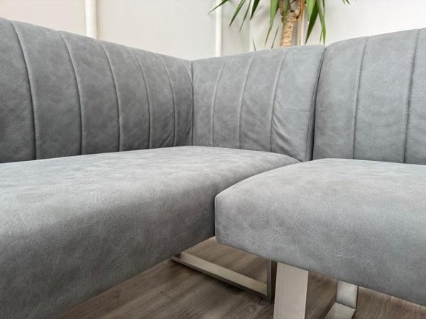 Grigio Corner Grey Fabric Left Hand Facing Dining Bench