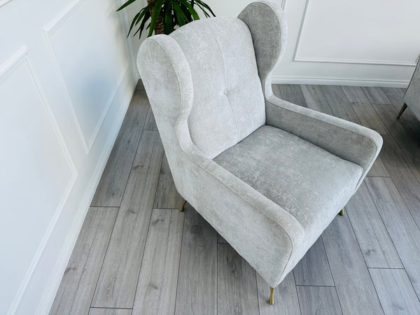 COOPER Grey High Wing Back Accent Armchair