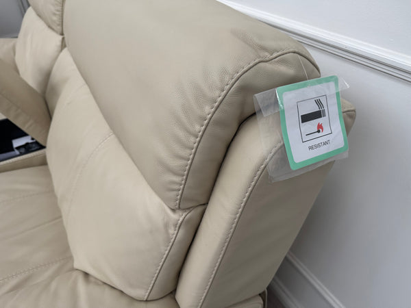 Moreno Cream Leather Recliner 2+2 Seater Sofas Centre Console